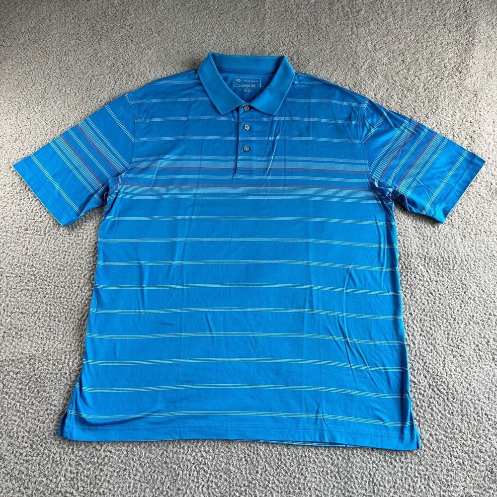 NEW JoS A Bank Polo Shirt Mens Extra Large Blue Striped Pullover Leadbetter Golf